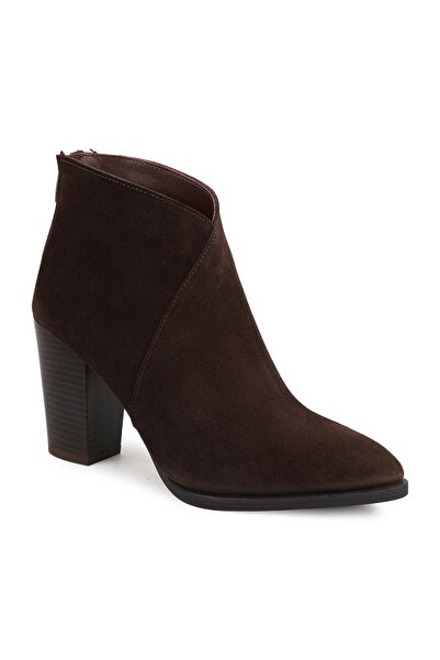 Libero Women's Boots L068.4461 Brown Genuine Suede Leather Double-Breasted V-...