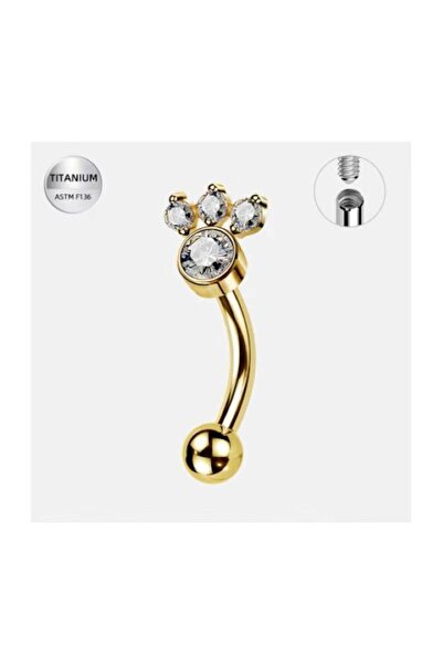 Funny Party Shop Piercing spranceana/ rock ureche auriu din titan cu labuta d...