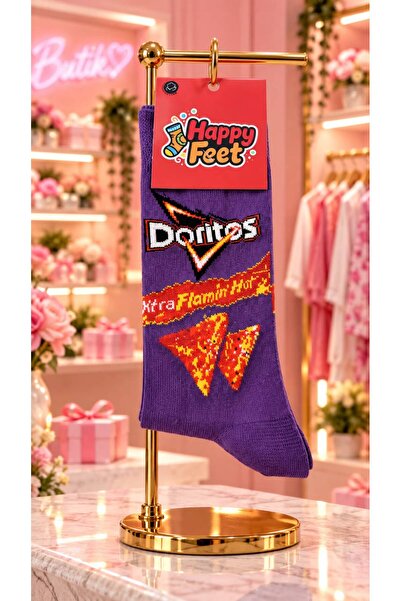 EFBUTİK Doritos Xtra Flamin' Hot Patterned Purple Socks