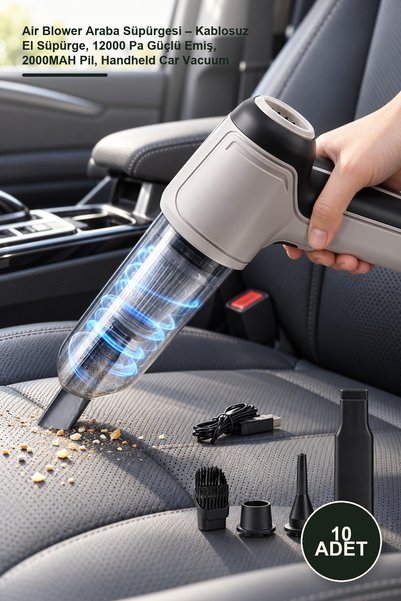 Yenilig 10 Adet Air Blower Araba Süpürgesi – Kablosuz El Süpürge, 12000 Pa Güçlü Emiş, 2000MAH Pil, Handheld Car Vacuum