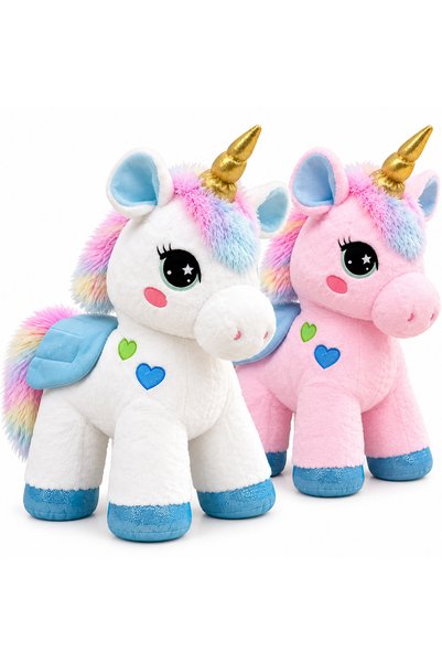DoruCO 80 cm Büyük Boy Kanatlı Unicorn Peluş Oyuncak – Altın Boynuzlu, Gökkuş...