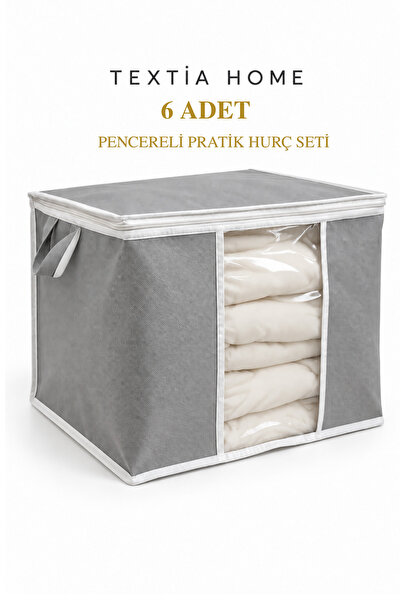 Textia Home Set de 6 husă pentru pulover și pilota cu fermoar și ferestre tra...