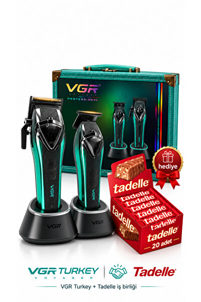 VGR Tıraş Makinesi Seti | V-883 S2 - 11000 RPM Vector Motor + 20 Tadelle Hediye
