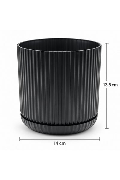 Tunç Botanik LINJE DEKORATİF SAKSI SİYAH 14 Cm ( İÇ &DIŞ MEKAN PP SAKSI )