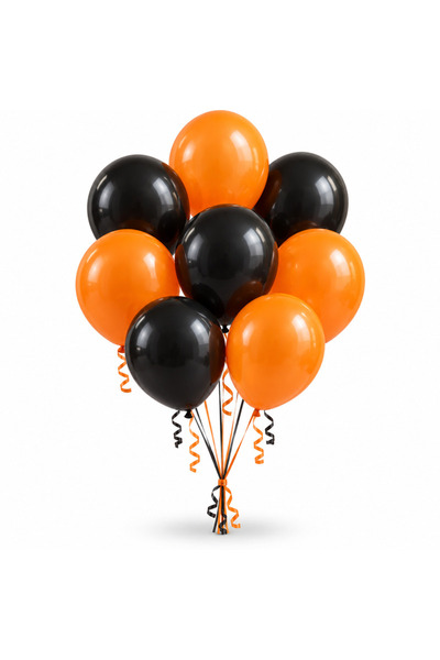 Ropet Set 10 Baloane Latex Halloween, Portocaliu si Negru, 30 cm,