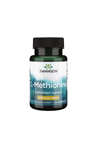 SWANSON 100% L-Metionină Pură 500 mg - Supliment din Plante, 30 capsule