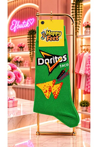 EFBUTİK Doritos Taco Patterned Green Socks