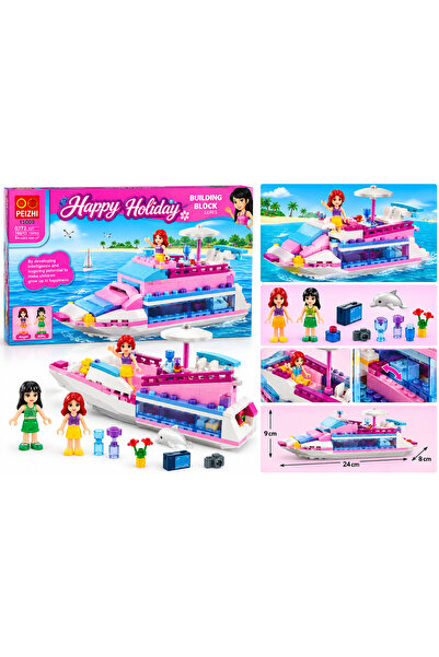 Generic Brand Set de construcție Happy Holiday, Yacht de lux cu 2 figurine, t...