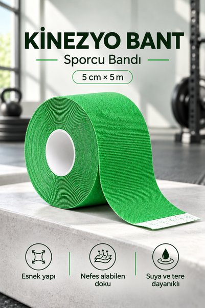 OYPA LİFE KİNEZYO AĞRI BANDI - SPORCU BANDI - KİNESİYOLOJİ BANDI 5MX5CM - YEŞİL