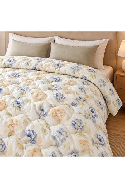 Pucioasa Pilota de iarna pat dublu din finet, 200×220 cm, Floral bleu