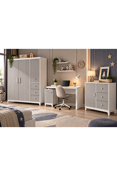 Cozibo Nirvana MDF Çocuk Odası Dolap Şifonyer Çalışma Masası Modern Tasarım M...