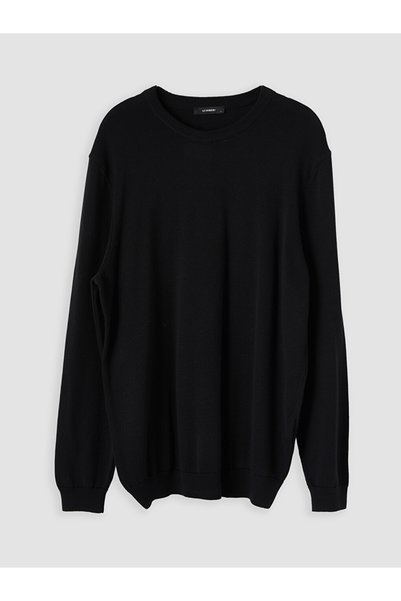LC Waikiki Ozmarka New Season Black Crew Neck Men's Knitwear Sweater