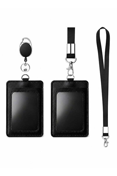 Arabest 2-Piece Leather ID Badge Holder Set – Retractable Badge Reel + Lanyar...