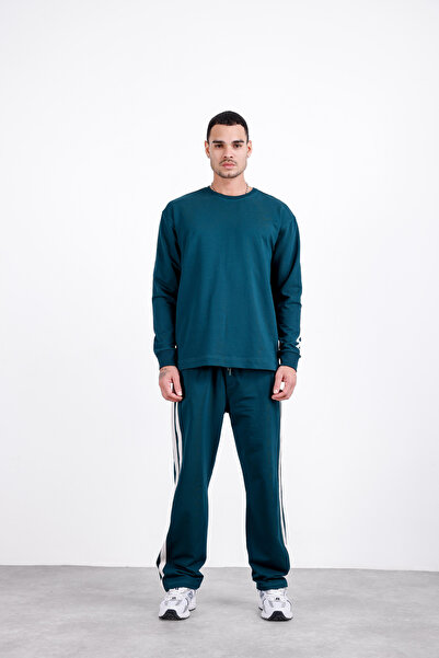3MODA Men's Long Sleeve Baggy Compak Fabric Side Stripe Suit