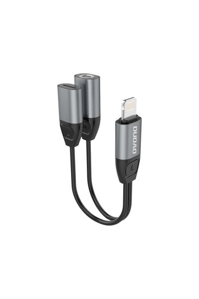 DUDAO Adaptor pentru casti Adaptor Lightning la Lightning + Mini mufa de 3,5 ...