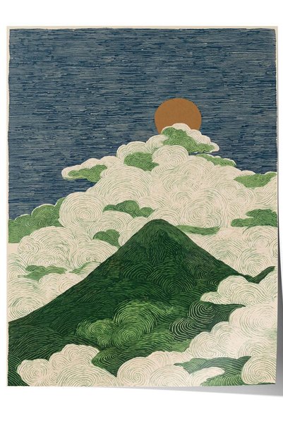 Postifull Poster fără ramă „Luna deasupra munților și norilor” Nr. 180206