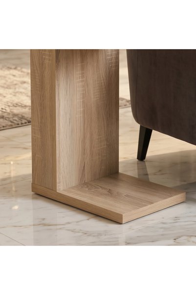 Ebticar Rectangular Side Table Modern Design -Beige