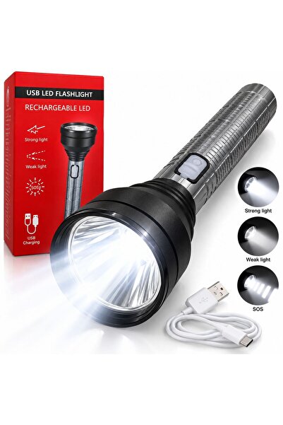 JML Lanterna LED 17x7cm, Reincarcabila USB-C QL-3068, cu 3 Moduri de Iluminar...