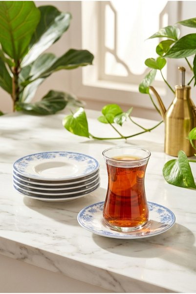 Tulu Porselen Yadigar 12 Parça 6 Kişilik Çay Seti