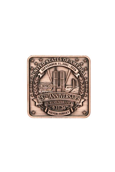 Generic 9/11 Remembered 25 Years Square Coin with 3D Eagle Embossed 5 Ounces