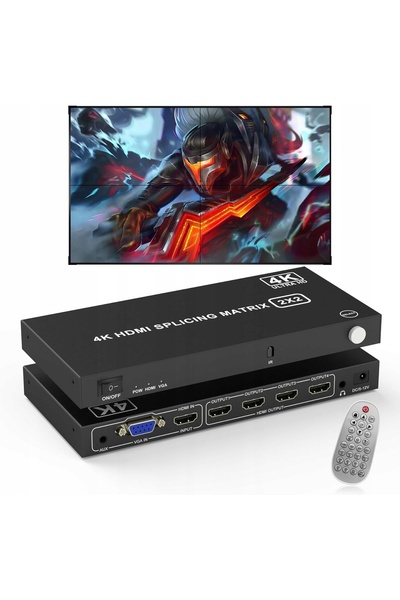 NO BRAND Controler Video Wall HDMI 2x2 4K la 30 Hz, intrări HDMI și VGA R407