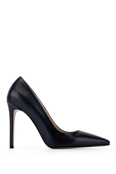 Tamer Tanca Women's Genuine Leather Black Leather Heeled Shoes