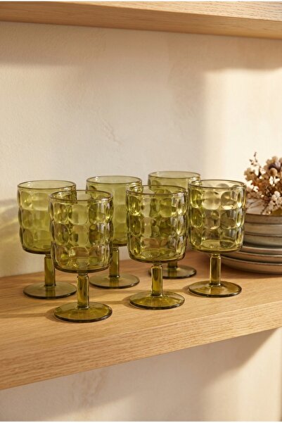 EVLE Set of 6 Acrylic Water Glasses with Embossed Pattern, 340 ml