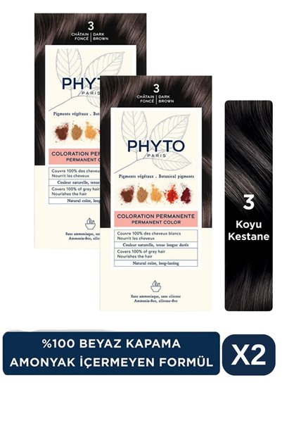 Phyto Phytocolor Amonyaksız Kalıcı Doğal İçerikli Bitkisel Saç Boyası 3 Koyu ...