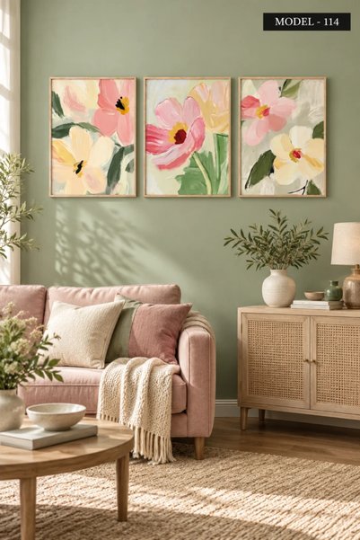 Akıllı Kağıt Yapışkanlı Keçe Tablo - Poster Çiçek (Model-114)