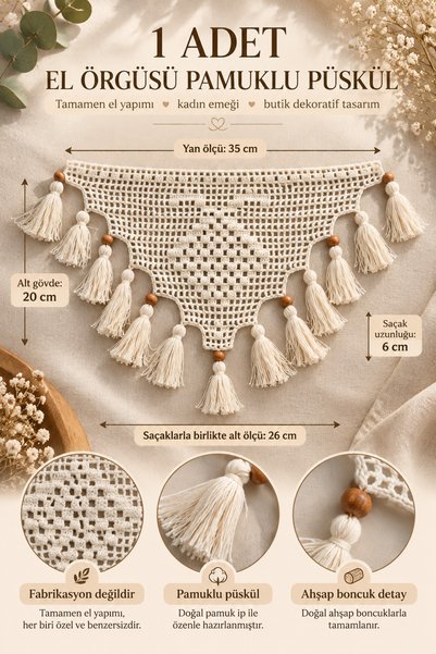 Morlay Hand Knitted Cotton Tassel Handmade Lace Trim – Wooden Beaded Curtain,...