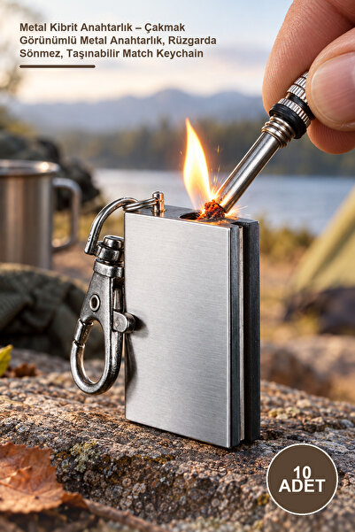 Yenilig 10 Pieces Metal Match Keychain – Lighter-Looking Metal Keychain, Wind...