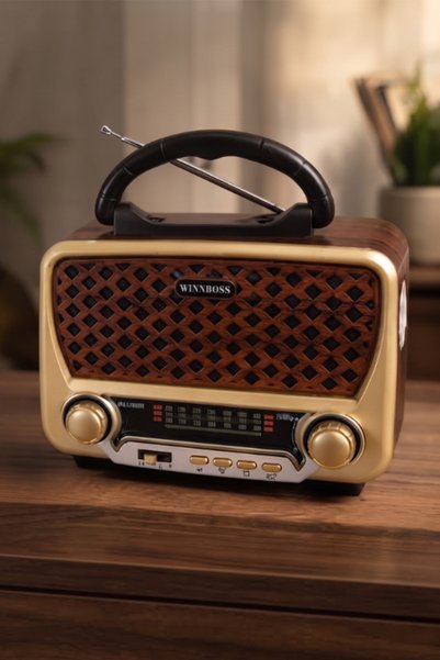 MOBEE Retro Nostaljik Müzik Kutusu Solar Güneş Panelli Şarjlı Bluetooth Radyo LED Fener AUX ve USB/SD MP3 Çalar YG-1183US-BT