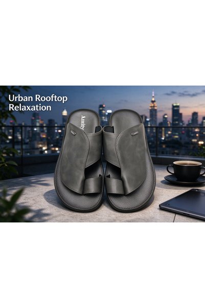 Huanhuan Shoe صندل رجالي فاخر بتصميم أنيق، مصنوع من الجلد المنقوش، خفيف الوزن...