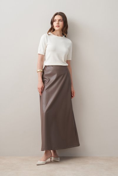 ALLDAY Leather Skirt with Waist Belt
