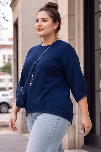 SUBU TASARIM Plus Size Blouse with Necklace Tbsed002