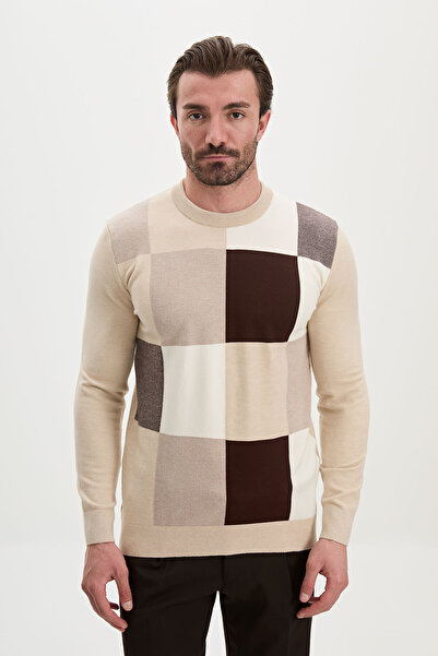 Mcr Pulover tricotat pentru bărbați, din cașmir, cu guler rotund, slim fit, î...