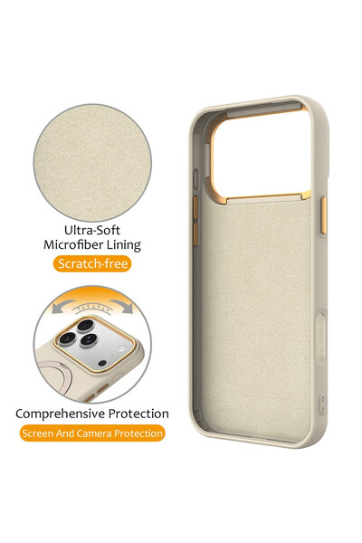 VERTEK Husa de protectie SoftRing Stand MagCase pentru Apple iPhone 17 Pro, Bej
