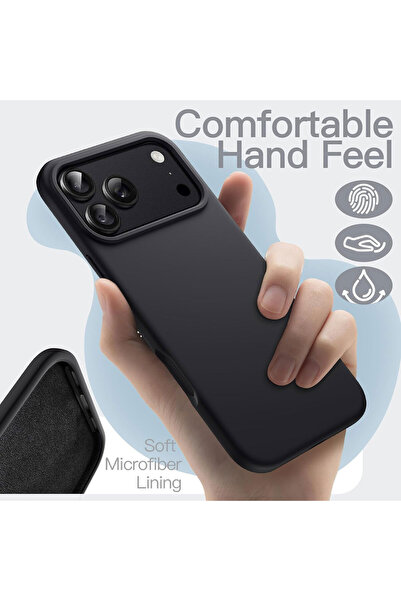 VERTEK Husa de protectie SoftThin Liquid Soft Mirofiber pentru Apple iPhone 18 Pro Max, Negru