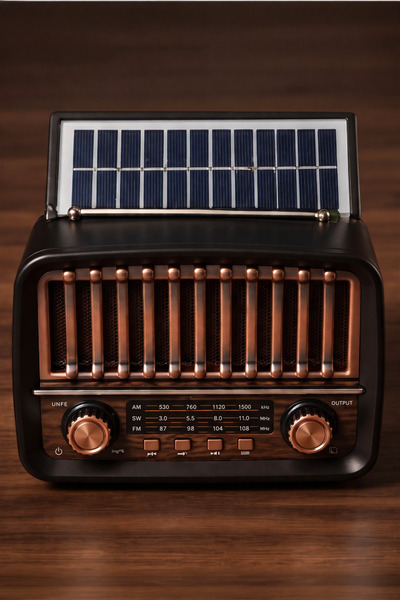 AYACO Güneş Enerjili Nostaljik Radyo Şarjlı Bluetooth Hoparlör Taşınabilir Retro Tasarım K-371S
