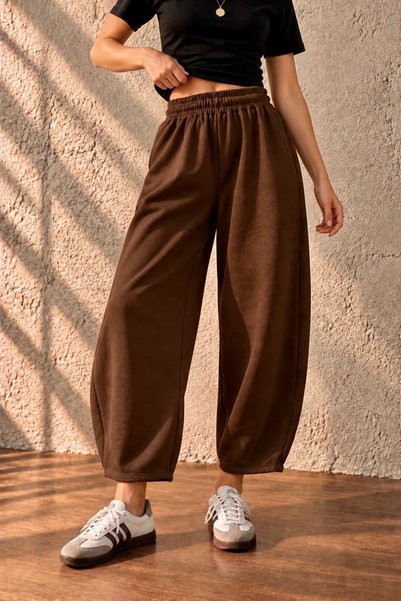 bb butik basic Women's 2 Thread Futter Fabric Balloon Cut Sweatpants My3535