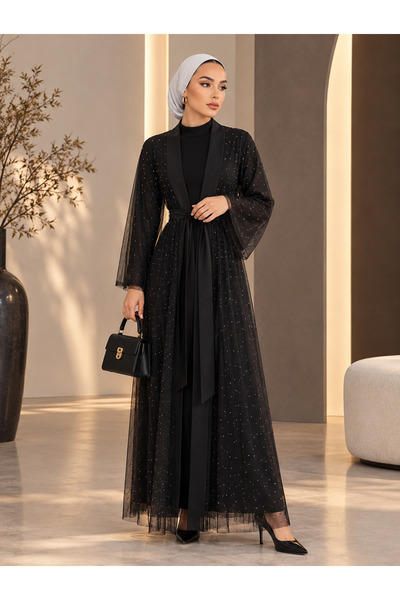 İlkimay Stella Işıltı Abaya - Siyah