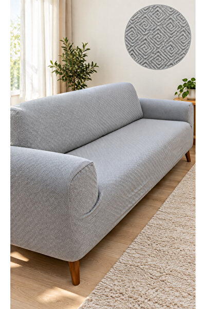 Faiend Labyrinth Patterned Elastic Sofa Cover 3-Seater Stretchable Sofa and Sofa Bed Cover 1 Piece in One Piece