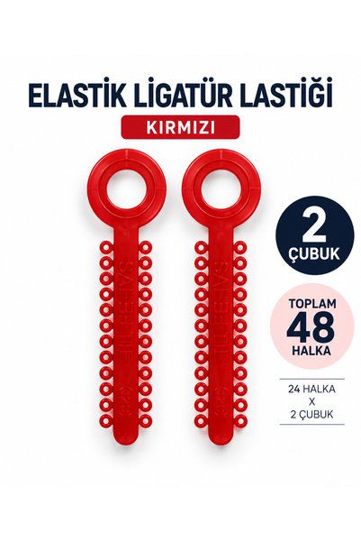 Kırmızı Elastik Ligatür Lastiği – 2 Çubuk / 48 Halka