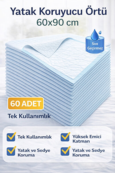 ARNEER Yatak Koruyucu Örtü 60X90 Cm 60 Adet Tek Kullanımlık Sıvı Geçirmez Hasta Altı Bezi