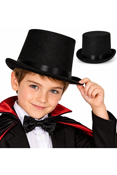 ELİSY Children's Boy Black Magician Fedora Hat