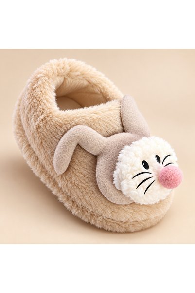 Beyza shoes Peluş Tavşan Detaylı Bebek Pandufu – Yumuşak ve Sıcak Ev Ayakkabısı