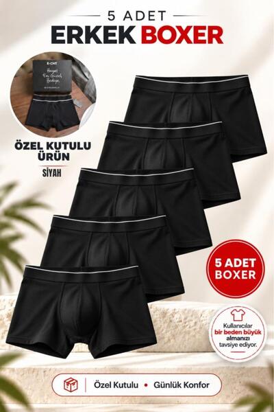 trendybee Boxeri negri slim fit pentru bărbați, pachet de 5 bucăți, Lycra, cr...