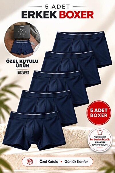 trendybee Boxeri pentru bărbați, slim fit, bleumarin, pachet de 5 bucăți, Lyc...