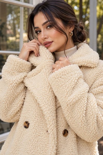 HİRAMİR Kadın Fleto Cepli Peluş Mont kaban KS2624
