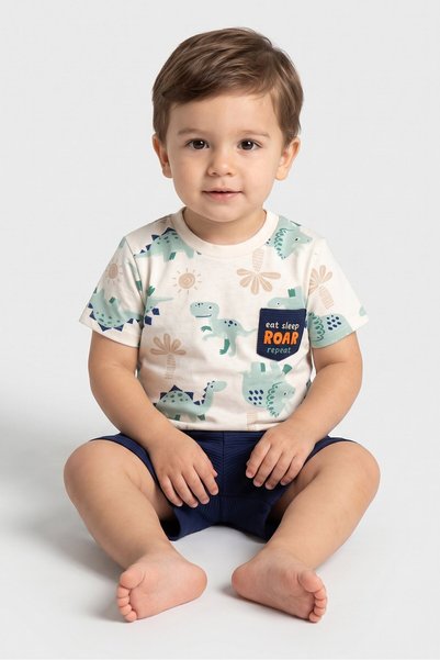 Bon Bebe Toddlers Boy 2 Pieces Allover Print T-Shirt And Shorts Set, Multicolor